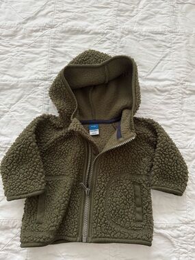Old Navy Baby Sherpa Fleece Zip Hoodie | Olive Green | 0–3 Months
